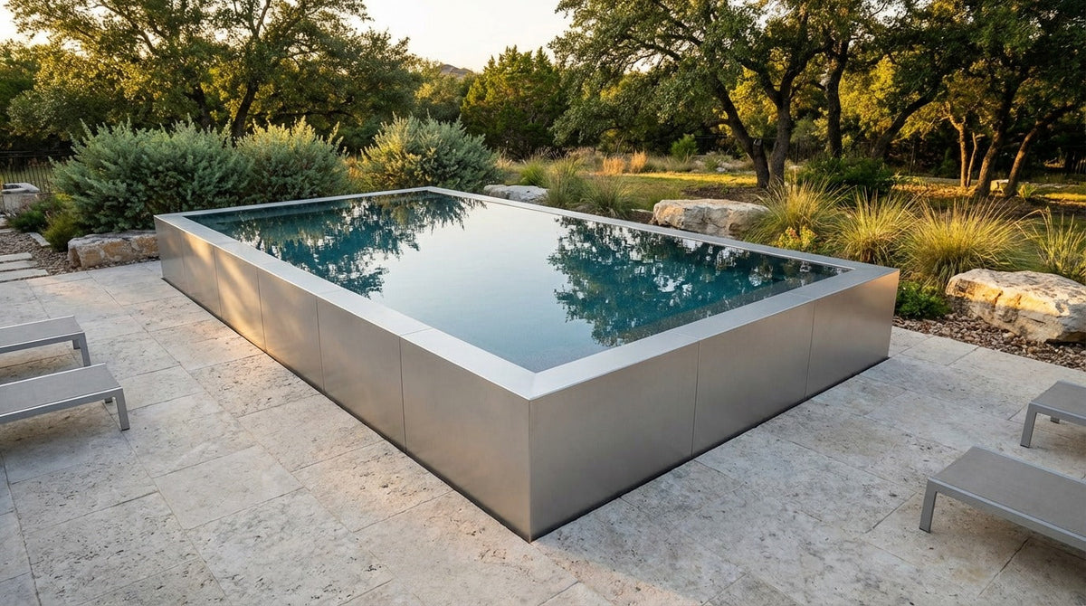16 x 28 Platinum Silver Titanium Stone Architectural Pool