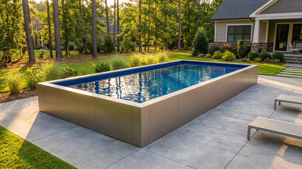 16 x 32 Champagne Mist Deep Sea Blue Architectural Pool