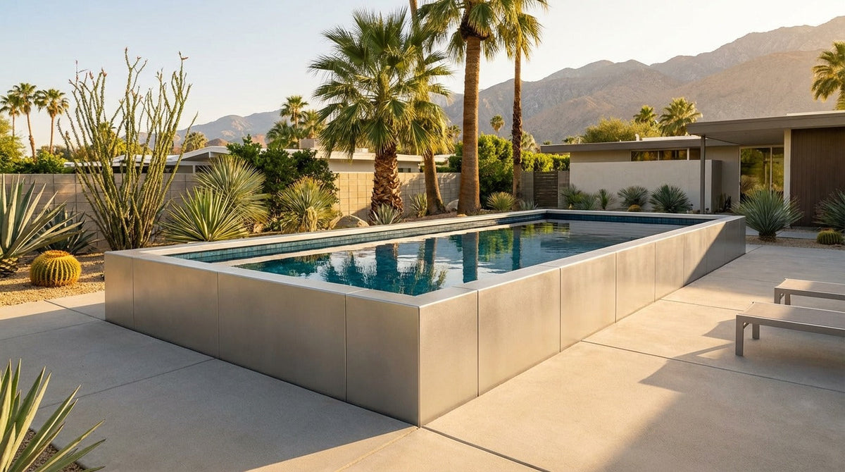 16 x 32 Platinum Silver Black Sapphire Architectural Pool