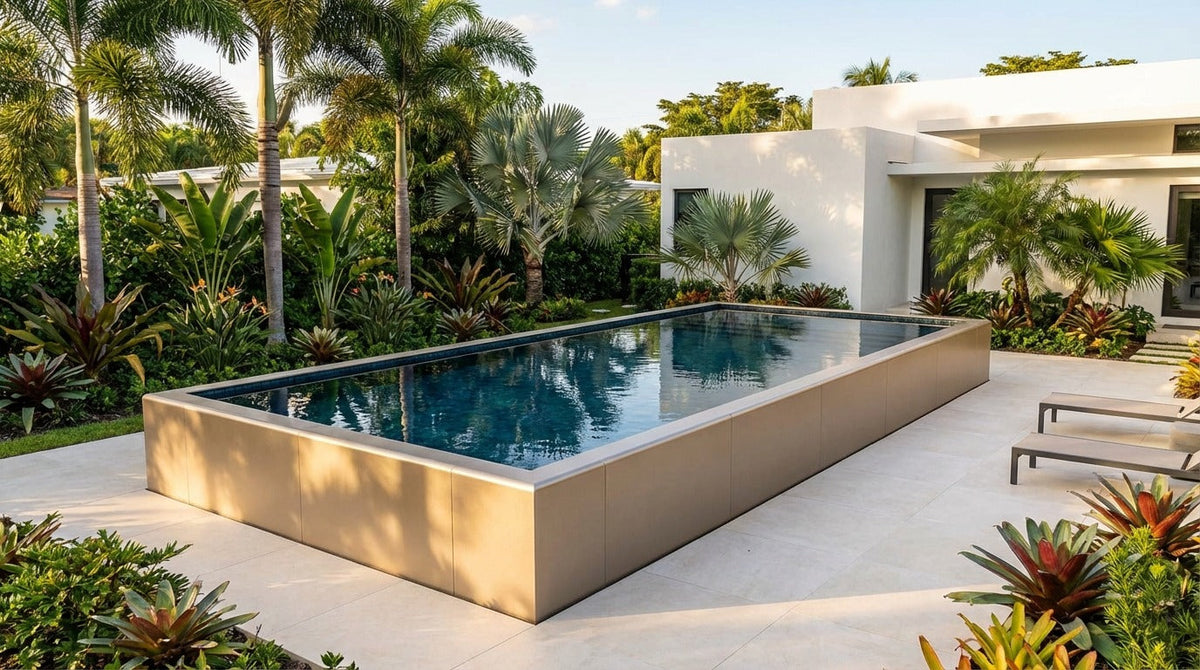 16 x 40 Champagne Mist Black Sapphire Architectural Pool