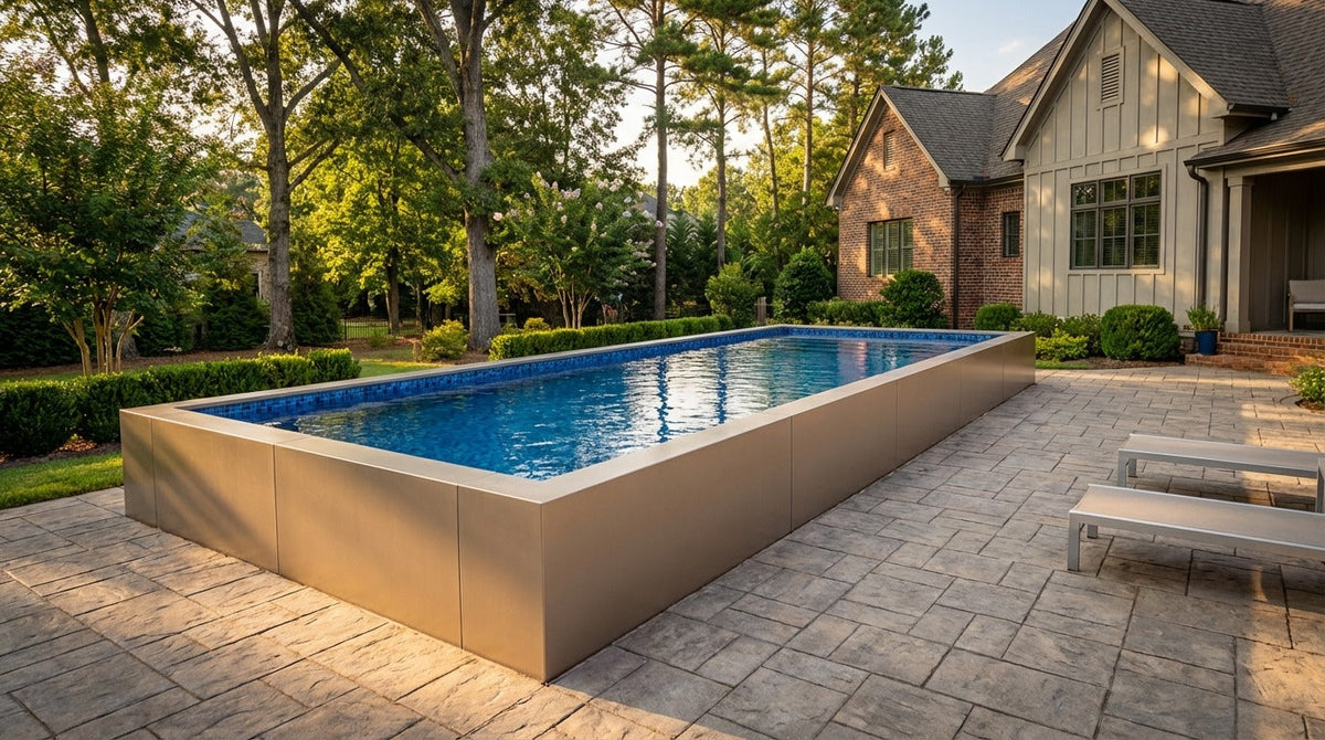 16 x 40 Champagne Mist Mystic Blue Architectural Pool
