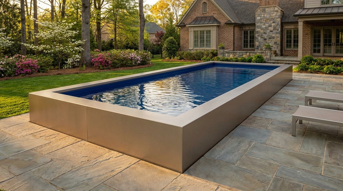 16 x 40 Champagne Mist Deep Sea Blue Architectural Pool