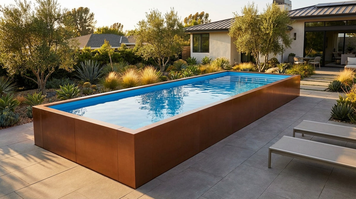 16 x 40 Espresso Copper Aqua Blue Architectural Pool