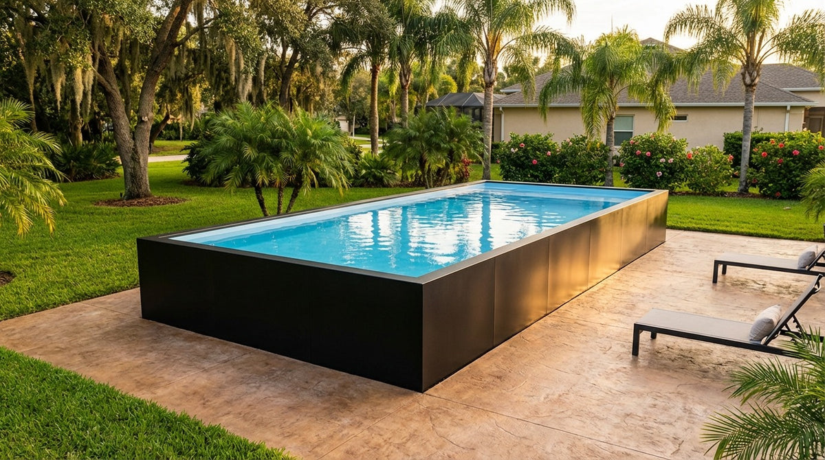 16 x 40 Midnight Black Aqua Blue Architectural Pool