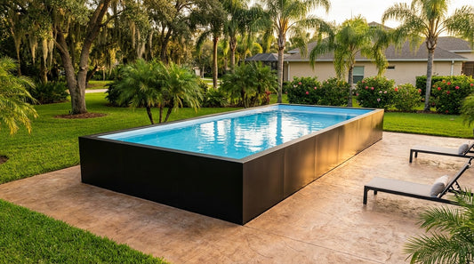 16 x 40 Midnight Black Aqua Blue Architectural Pool