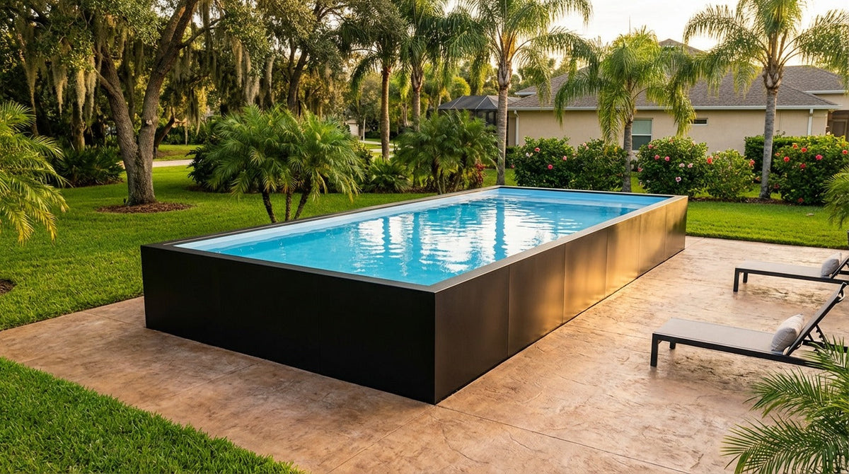 16 x 40 Midnight Black Aqua Blue Architectural Pool