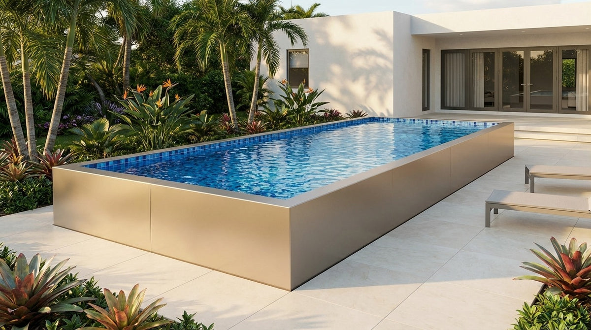 16 x 44 Champagne Mist Mystic Blue Architectural Pool