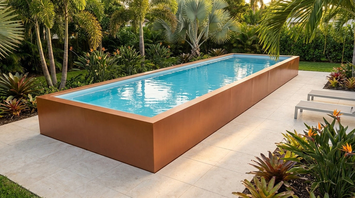 16 x 44 Espresso Copper Aqua Blue Architectural Pool