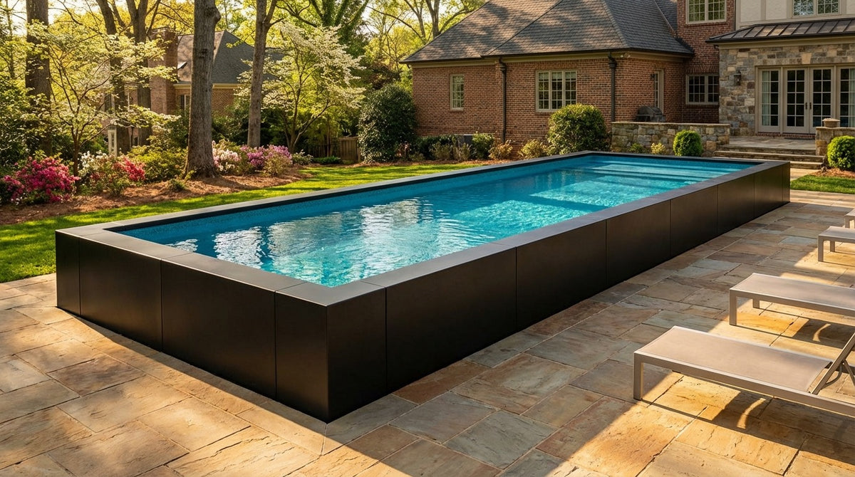 16 x 44 Midnight Black Blue Topaz Architectural Pool