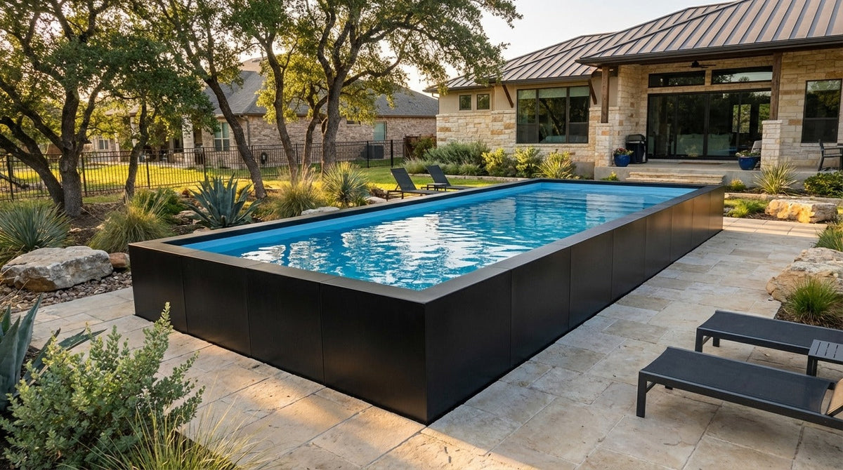 16 x 44 Midnight Black Aqua Blue Architectural Pool