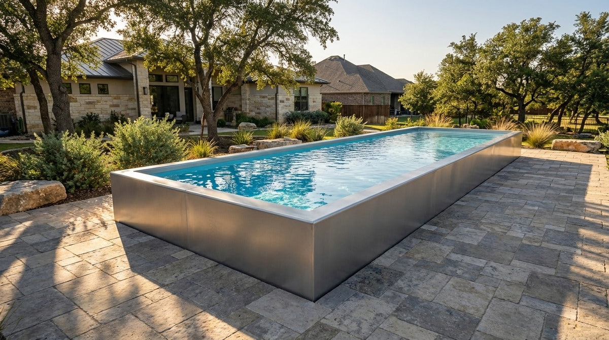 16 x 44 Platinum Silver Aqua Blue Architectural Pool