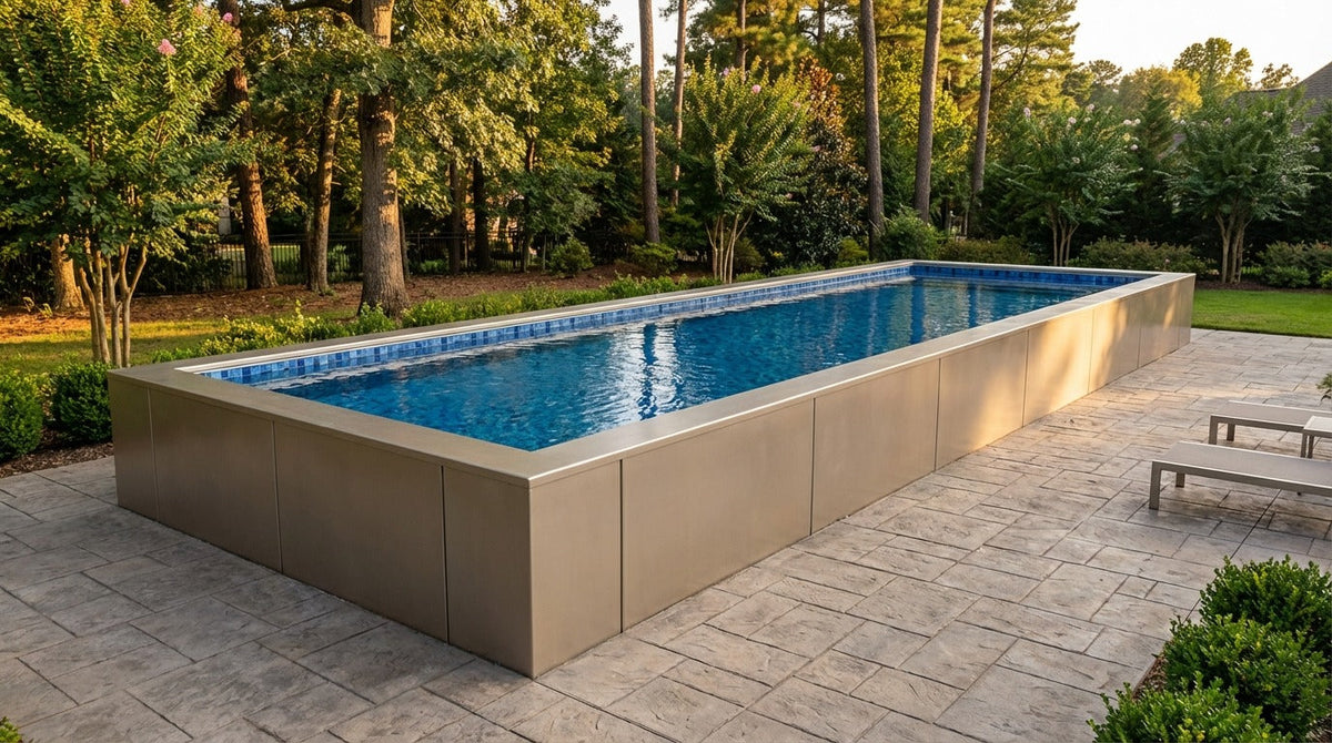 16 x 48 Champagne Mist Mystic Blue Architectural Pool