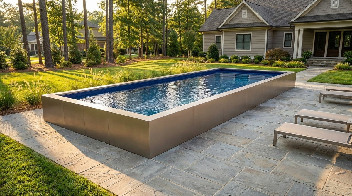 16 x 48 Champagne Mist Deep Sea Blue Architectural Pool