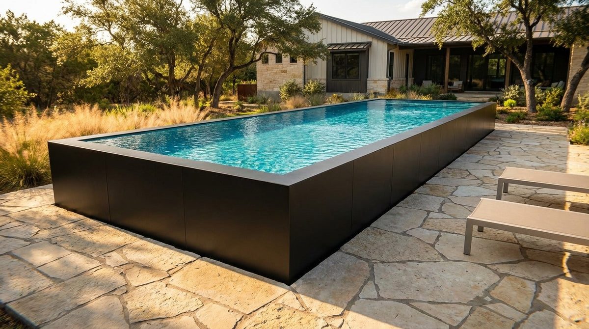 16 x 48 Midnight Black Blue Topaz Architectural Pool