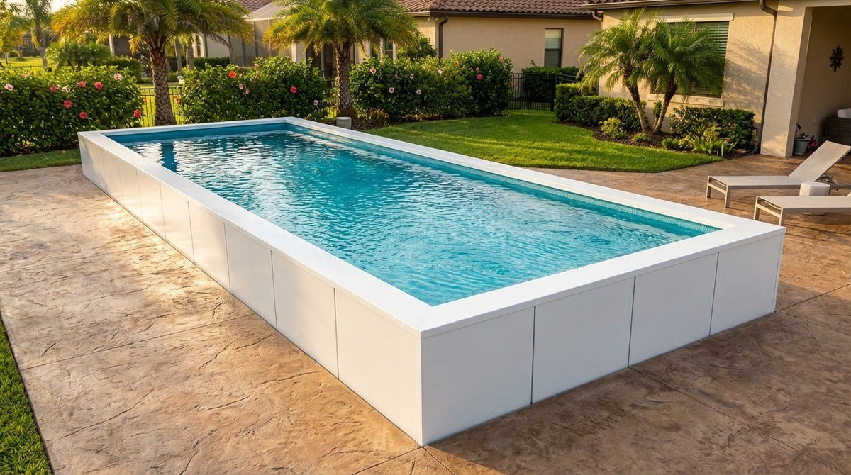 16 x 48 Alpine White Blue Topaz Architectural Pool
