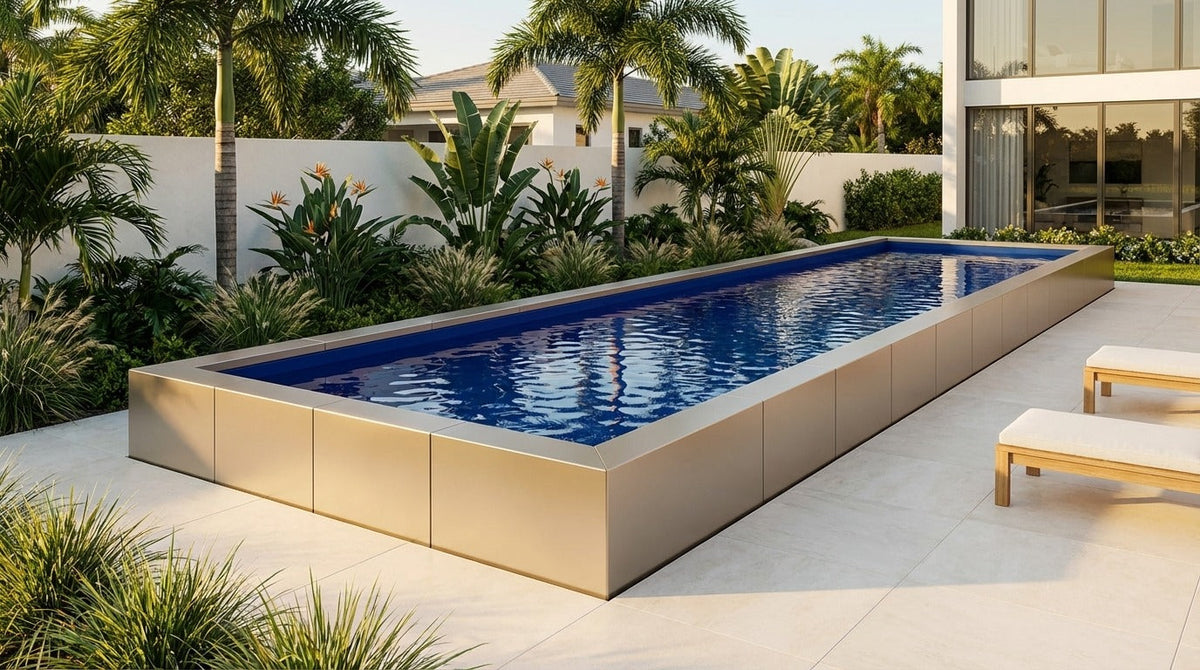 16 x 60 Champagne Mist Deep Sea Blue Architectural Pool