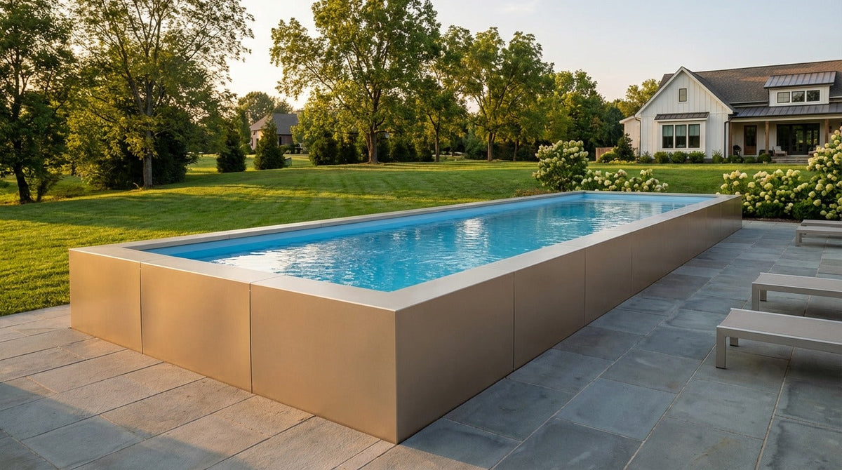 16 x 60 Champagne Mist Aqua Blue Architectural Pool