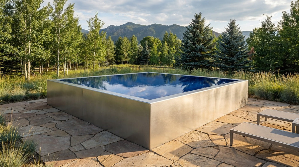 20 x 20 Platinum Silver Deep Sea Blue Architectural Pool
