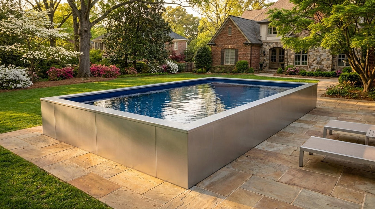 20 x 24 Platinum Silver Deep Sea Blue Architectural Pool