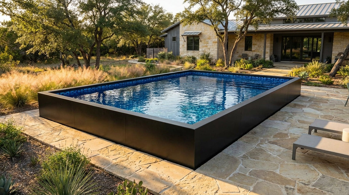 20 x 28 Midnight Black Mystic Blue Architectural Pool