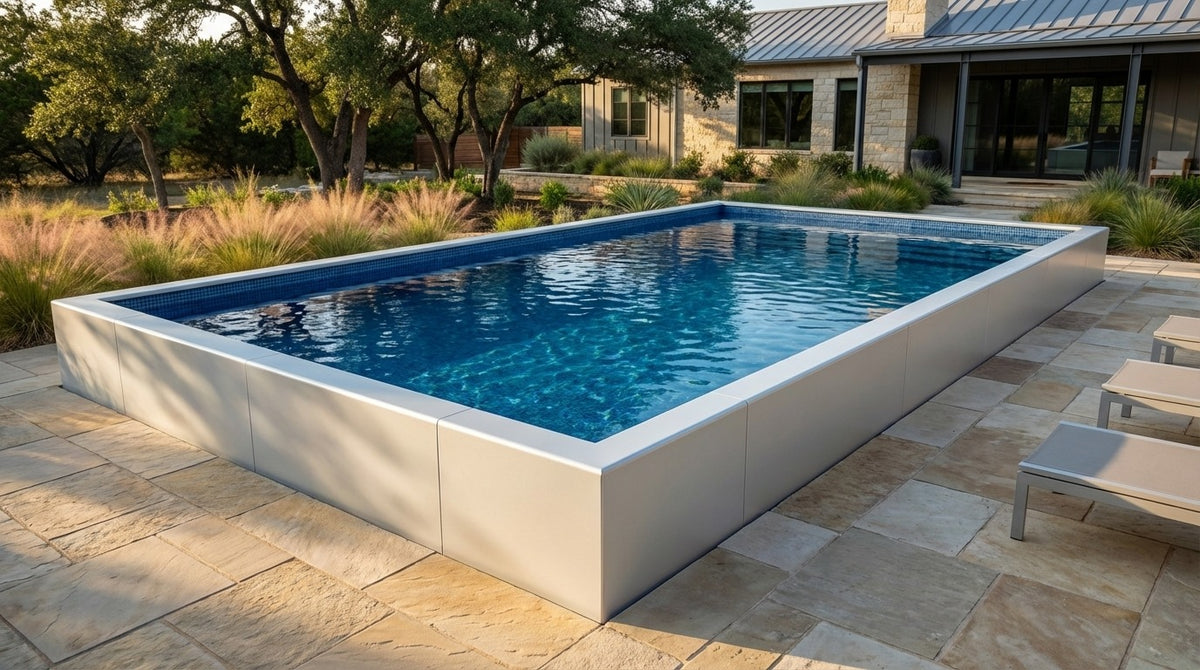20 x 28 Alpine White Mystic Blue Architectural Pool