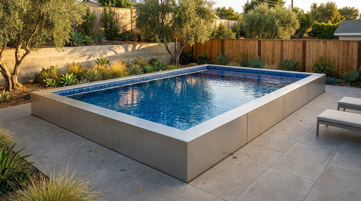 20 x 28 Platinum Silver Mystic Blue Architectural Pool