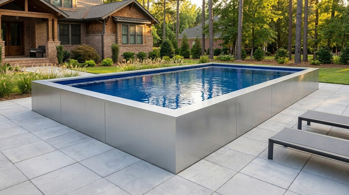 20 x 28 Platinum Silver Deep Sea Blue Architectural Pool