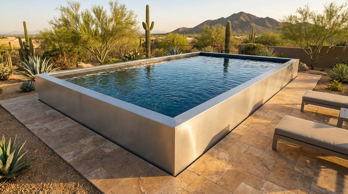20 x 28 Platinum Silver Titanium Stone Architectural Pool