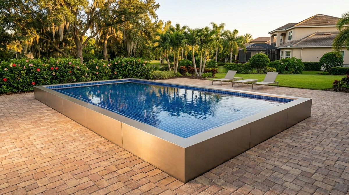 20 x 40 Champagne Mist Blue Matrix Architectural Pool