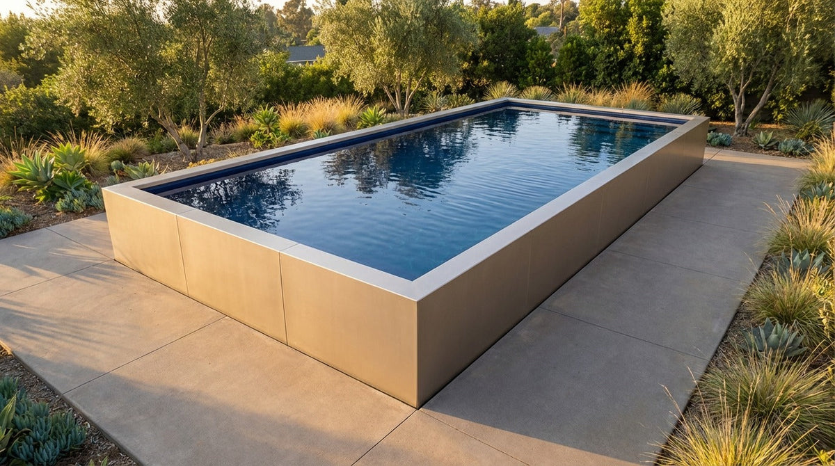 20 x 40 Champagne Mist Deep Sea Blue Architectural Pool
