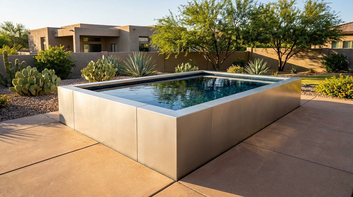 8 x 12 Platinum Silver Black Sapphire Architectural Pool