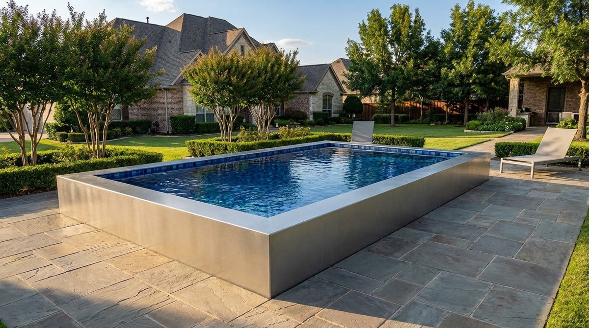 8 x 12 Platinum Silver Mystic Blue Architectural Pool