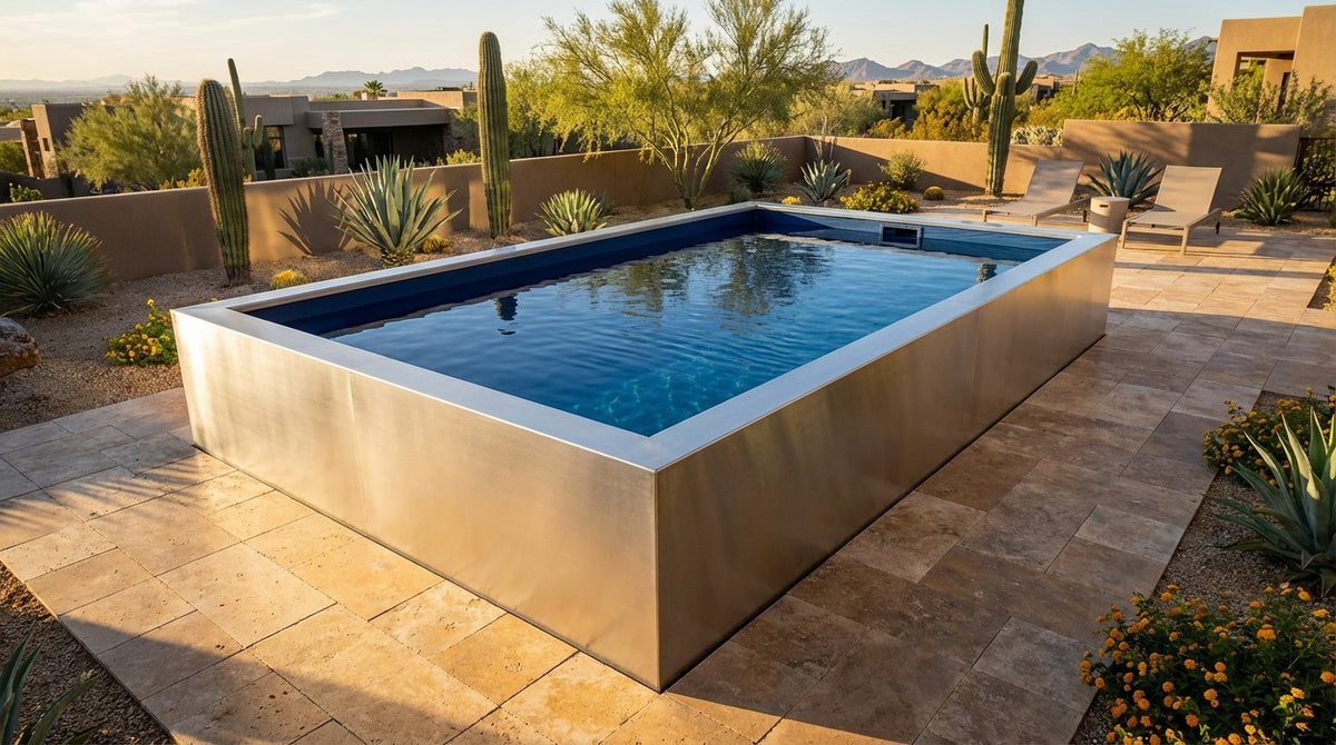 8 x 12 Platinum Silver Deep Sea Blue Architectural Pool