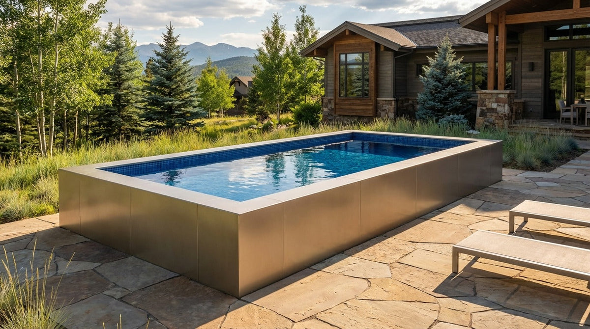 8 x 16 Champagne Mist Mystic Blue Architectural Pool