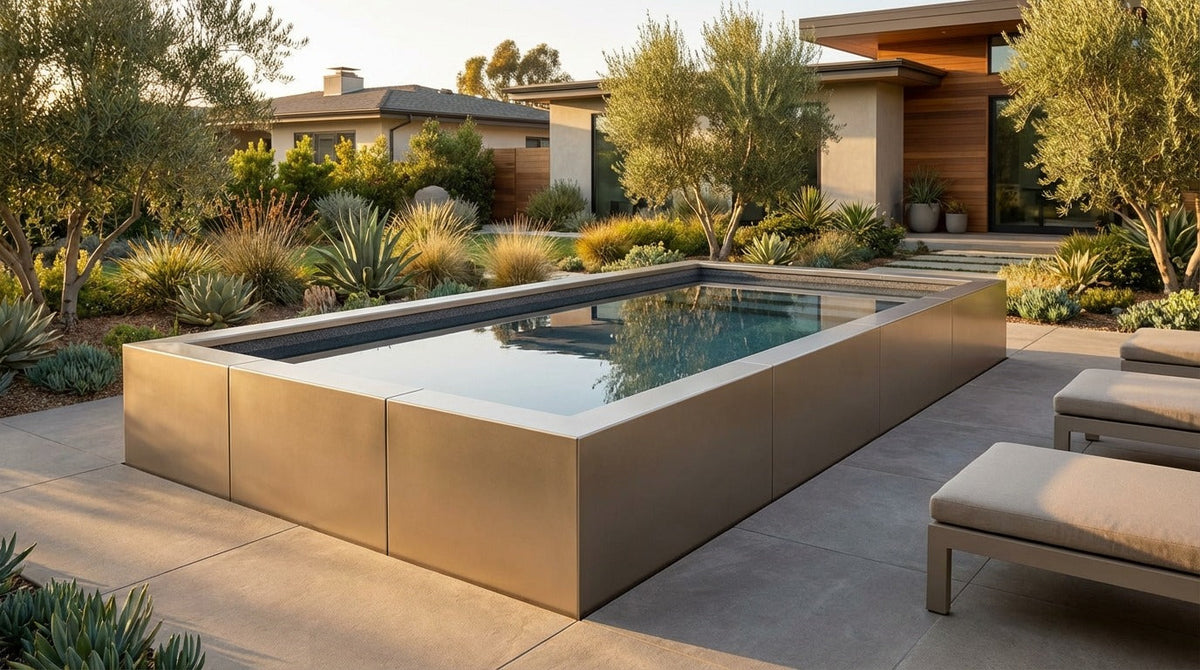 8 x 16 Champagne Mist Titanium Stone Architectural Pool