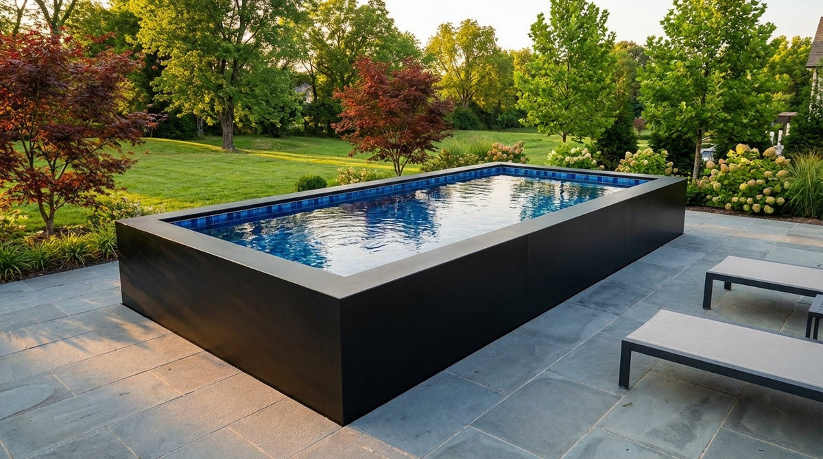 8 x 16 Midnight Black Mystic Blue Architectural Pool