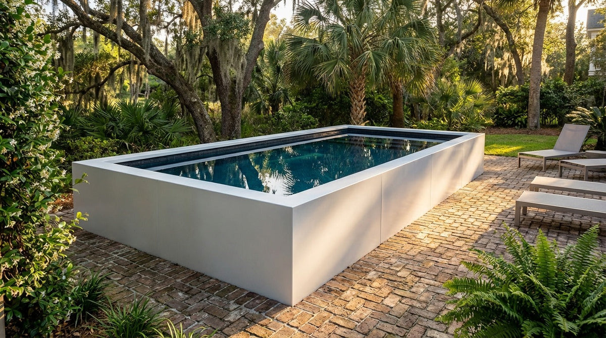 8 x 16 Alpine White Black Sapphire Architectural Pool