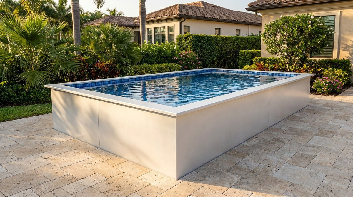 8 x 16 Alpine White Mystic Blue Architectural Pool
