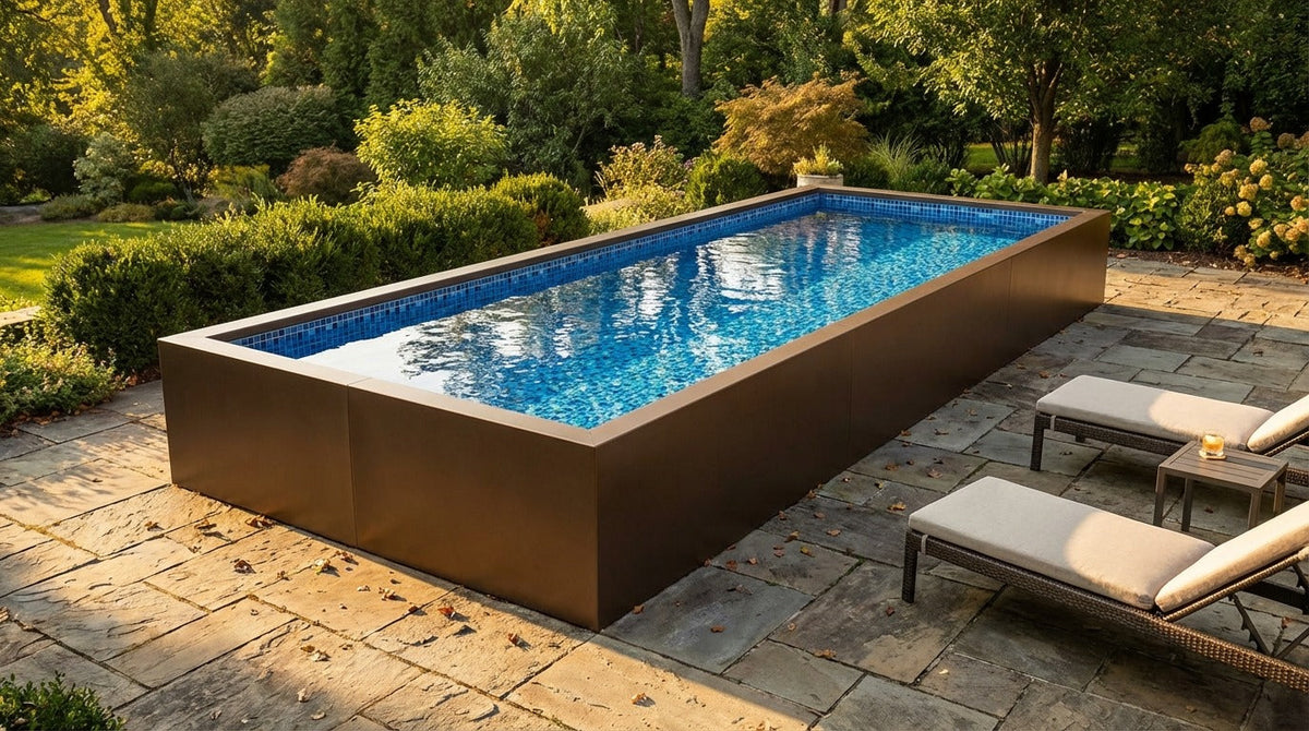 8 x 20 Canyon Bronze Mystic Blue Architectural Pool