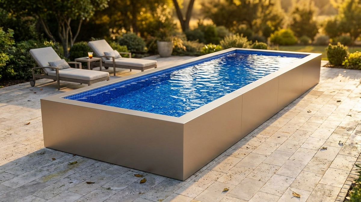 8 x 20 Champagne Mist Blue Matrix Architectural Pool