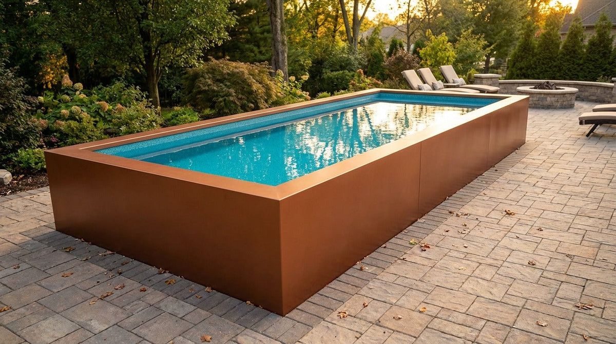 8 x 20 Espresso Copper Blue Topaz Architectural Pool