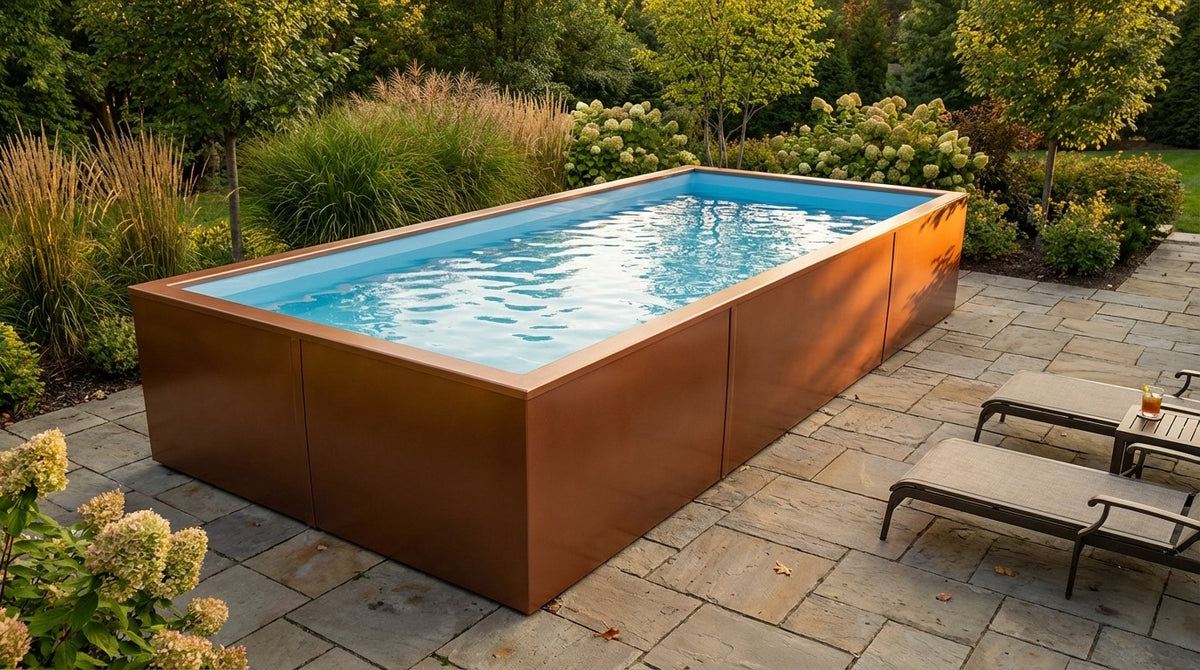 8 x 20 Espresso Copper Aqua Blue Architectural Pool