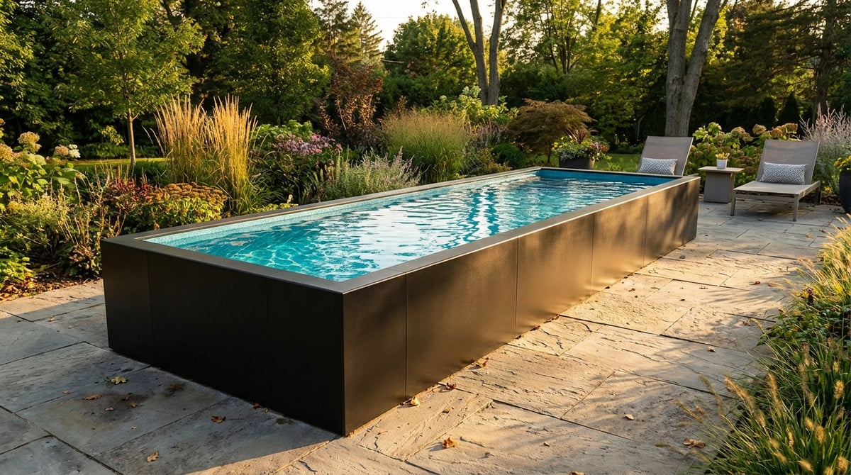 8 x 20 Midnight Black Blue Topaz Architectural Pool