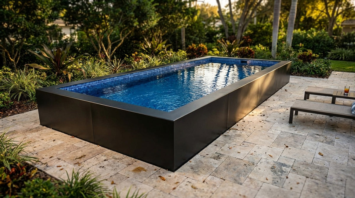 8 x 20 Midnight Black Mystic Blue Architectural Pool