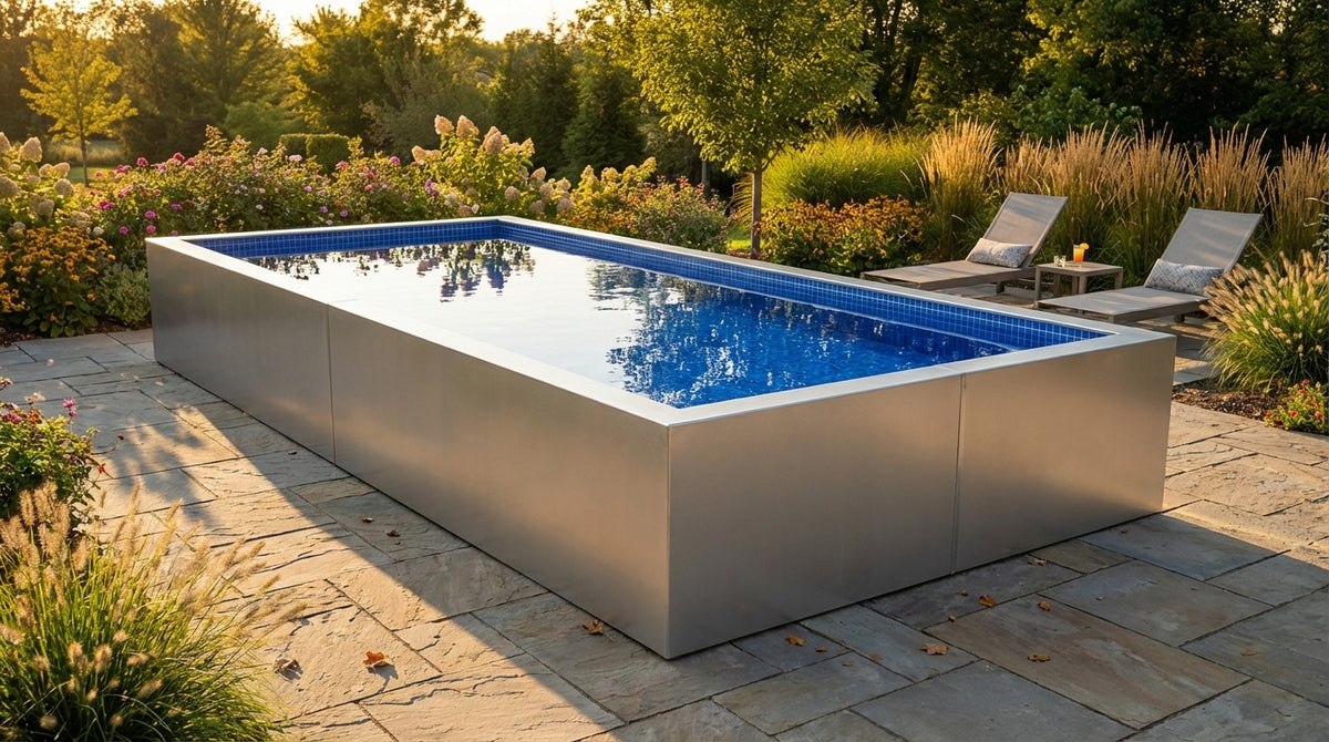 8 x 20 Platinum Silver Blue Matrix Architectural Pool