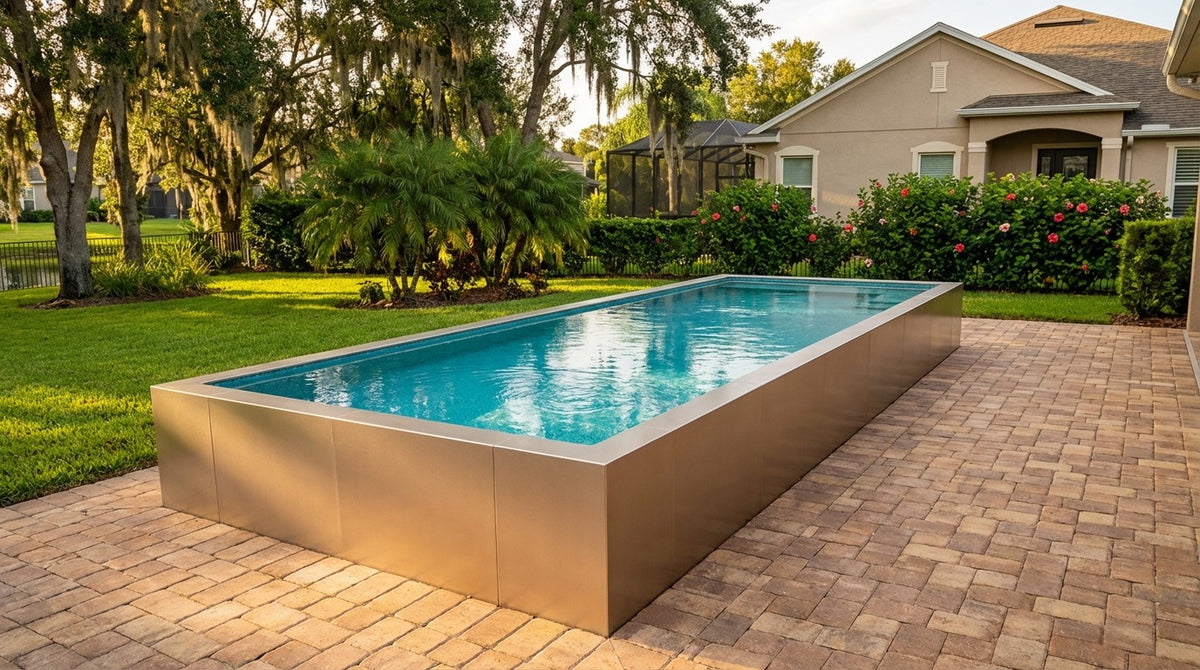 8 x 24 Champagne Mist Blue Topaz Architectural Pool