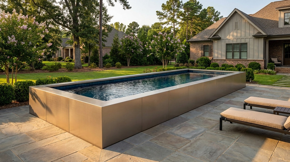 8 x 24 Champagne Mist Black Sapphire Architectural Pool