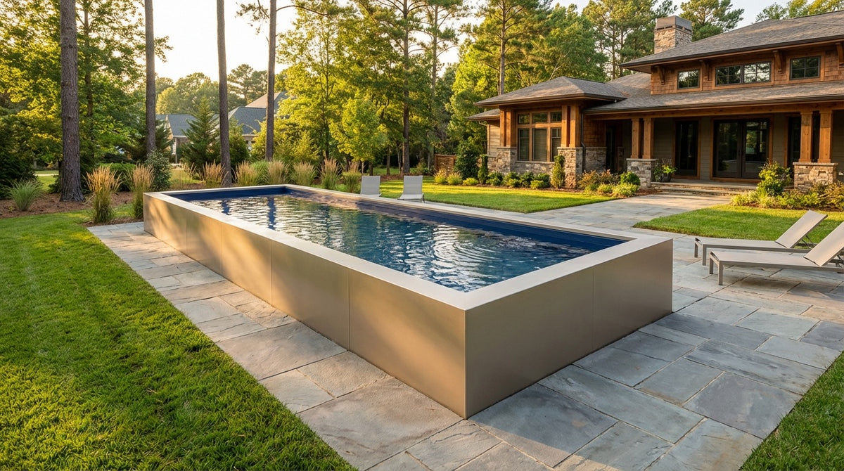 8 x 24 Champagne Mist Deep Sea Blue Architectural Pool