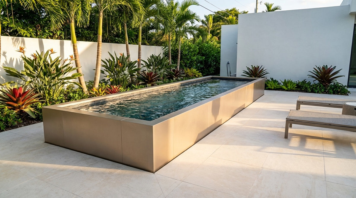 8 x 24 Champagne Mist Titanium Stone Architectural Pool