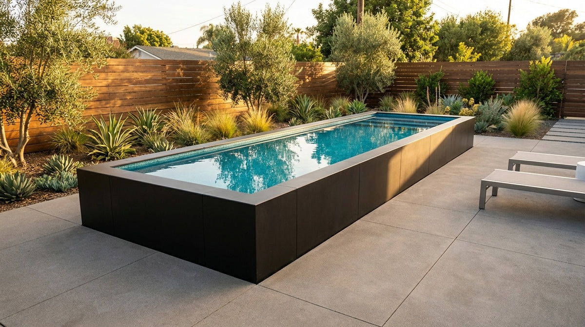 8 x 24 Midnight Black Blue Topaz Architectural Pool